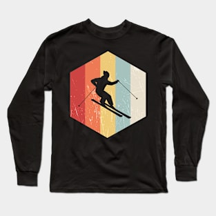 Skiing Retro Distressed Style Long Sleeve T-Shirt